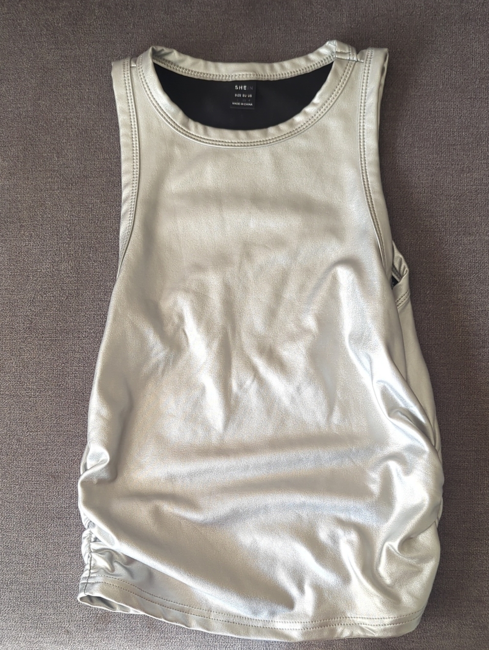 SHEIN Shimmery Silver Crewneck Tank